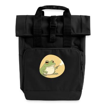 Kiffender Frosch - Chilliger Grasraucher - Rolltop Rucksack mit zwei Griffen - Schwarz - Vorne
