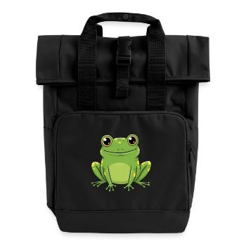 Animal Cartoon Frog - Roll Top Backpack with Two Handles - black - Front