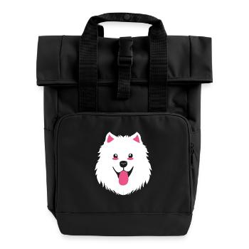 Samoyed Dog Samoyed - Roll Top Backpack with Two Handles - black - Front