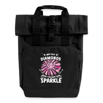Diamond Painting Artist Why Buy When I Can Diamond - Roll Top Backpack with Two Handles - black - Front