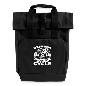 Fahrradfahrer Junge - Rolltop Rucksack mit zwei Griffen - Schwarz - Vorne