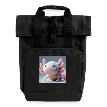 Süßer Axolotl – Lustiges Wasserwesen - Rolltop Rucksack mit zwei Griffen - Schwarz - Vorne