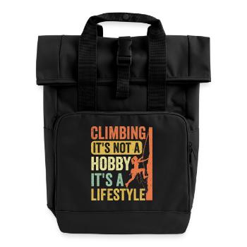Klettern - es ist kein Hobby. Es ist ein Lebensstil - Rolltop Rucksack mit zwei Griffen - Schwarz - Vorne