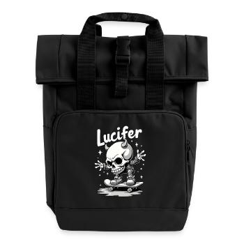 Skater Skelett Lucifer Teuflisch cool unterwegs - Rolltop Rucksack mit zwei Griffen - Schwarz - Vorne