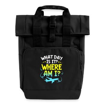 Flight Attendant Stewardess - Roll Top Backpack with Two Handles - black - Front
