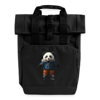 Panda - Rolltop Rucksack mit zwei Griffen - Schwarz - Vorne