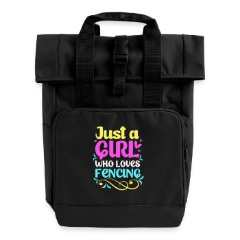 Fencing - Roll Top Backpack with Two Handles - black - Front