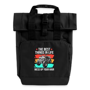 Quad bike - Roll Top Backpack with Two Handles - black - Front