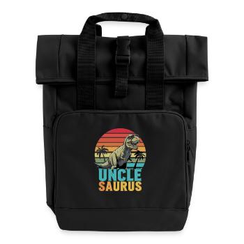 Unclesaurus Motif de dinosaure rétro avec - Sac à dos Roll Top à deux anses - noir - Devant