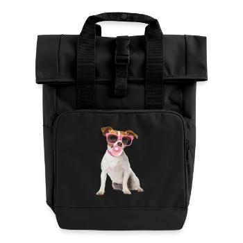 Jack Russell Terrier - Rolltop Rucksack mit zwei Griffen - Schwarz - Vorne