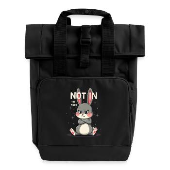 Mürrischer Hase Sarkastisches Tierdesign - Rolltop Rucksack mit zwei Griffen - Schwarz - Vorne