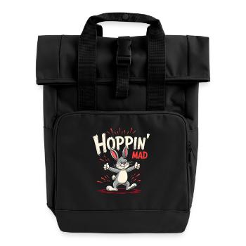Mürrischer Hase Sarkastisches Tierdesign - Rolltop Rucksack mit zwei Griffen - Schwarz - Vorne