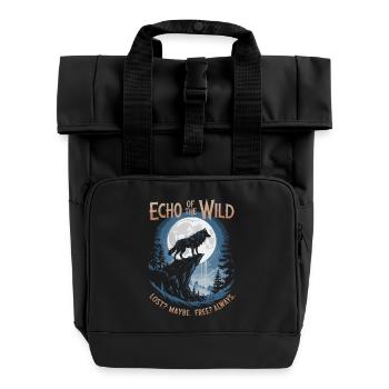 Echo of the Wild - Heulender Wolf, Freiheit & Natur - Rolltop Rucksack mit zwei Griffen - Schwarz - Vorne
