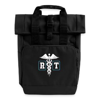 Atmung Atmen Sauerstoff - Rolltop Rucksack mit zwei Griffen - Schwarz - Vorne