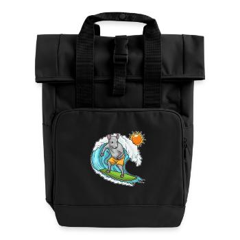 Rat Surfing Surfboard Summer - Roll Top Backpack with Two Handles - black - Front