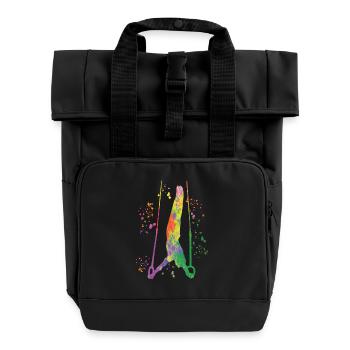 Artistic Gymnastics Rings Artistic Gymnastics - Roll Top Backpack with Two Handles - black - Front