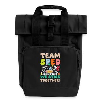 Team SPED Spezielle Bildung Zusammenhalt - Rolltop Rucksack mit zwei Griffen - Schwarz - Vorne