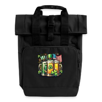St. Patricks Tag Bierfreunde Kleeblatt - Rolltop Rucksack mit zwei Griffen - Schwarz - Vorne