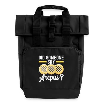 Venezuelan Arepas - Roll Top Backpack with Two Handles - black - Front