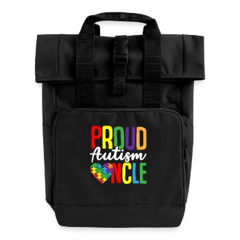Autismus Puzzle - Stolzer Autismus Onkel - Rolltop Rucksack mit zwei Griffen - Schwarz - Vorne