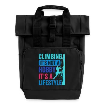 Klettern - es ist kein Hobby. Es ist ein Lebensstil - Rolltop Rucksack mit zwei Griffen - Schwarz - Vorne