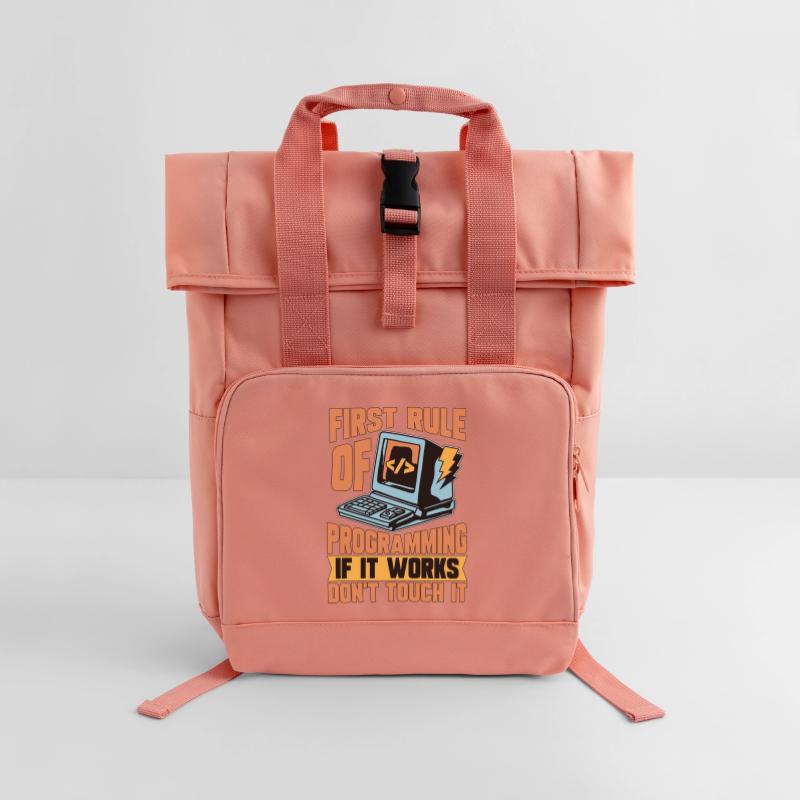 Coder First Rule Of Programming If Web Developer Rolltop Rucksack mit zwei Griffen
