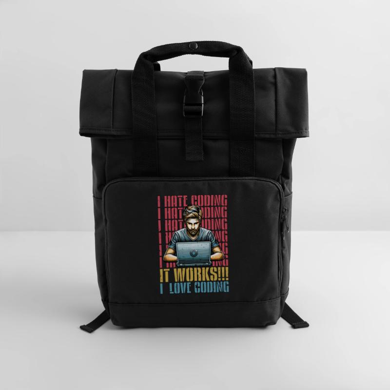 Coder I Hate Coding Developer Technology Coders Rolltop Rucksack mit zwei Griffen