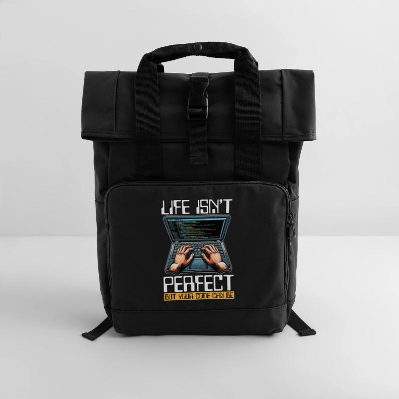Coder Life Isn't Perfect But Your Code Developer Rolltop Rucksack mit zwei Griffen
