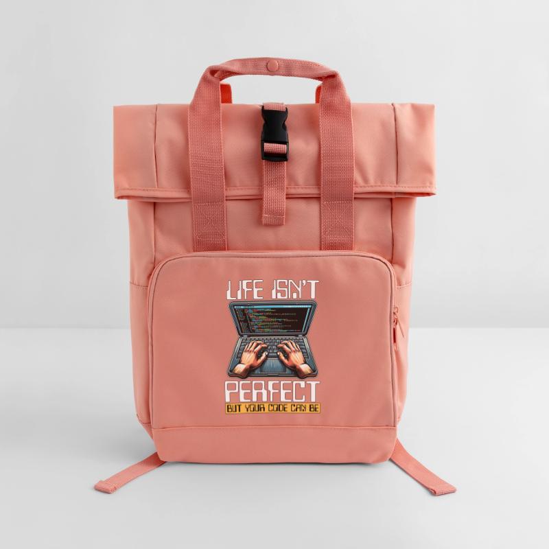 Coder Life Isn't Perfect But Your Code Developer Rolltop Rucksack mit zwei Griffen