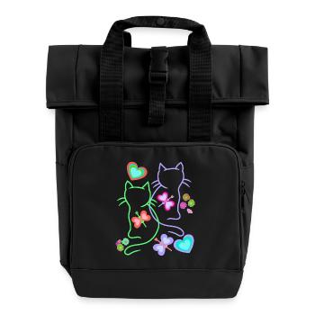 Printemps Eté Rétro Chats Chat Enfants Années 80 - Sac à dos Roll Top à deux anses - noir - Devant