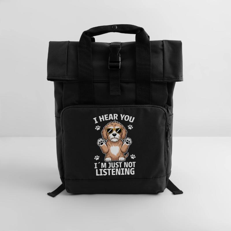 Cockapoo Saying Dogs Funny Cockapoo Gift Roll Top Backpack with Two Handles