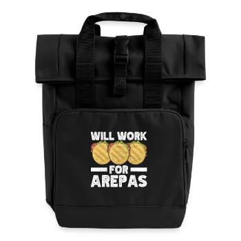 Venezuelan Arepas - Roll Top Backpack with Two Handles - black - Front