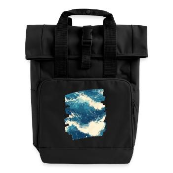 Waves and sea - Roll Top Backpack with Two Handles - black - Front