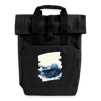 Waves and sea - Roll Top Backpack with Two Handles - black - Front