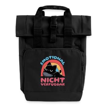 Emotional nicht verfügbar – schwarze Katze - Rolltop Rucksack mit zwei Griffen - Schwarz - Vorne