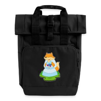 Fox Bridal Veil Wedding - Roll Top Backpack with Two Handles - black - Front