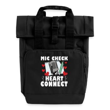 Mic Check Heart Connect Slam Poetry - Rolltop Rucksack mit zwei Griffen - Schwarz - Vorne