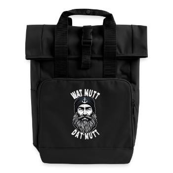 East Frisian North Sea Seaman Wat Mutt Dat Mutt - Roll Top Backpack with Two Handles - black - Front