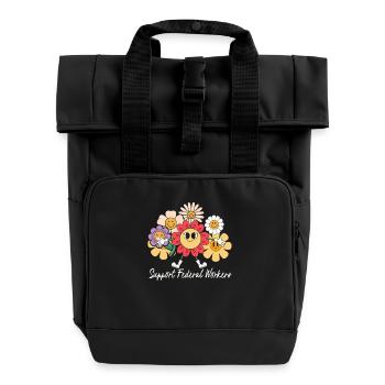 Flower Friends Support Federal Employees - Roll Top Backpack with Two Handles - black - Front