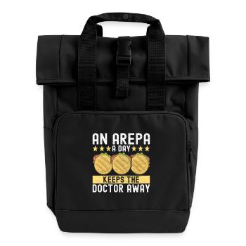 Venezuelan Arepas - Roll Top Backpack with Two Handles - black - Front