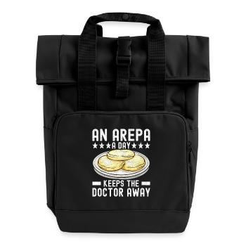 Venezuelan Arepas - Roll Top Backpack with Two Handles - black - Front