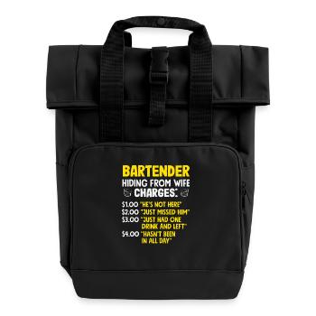 Le barman se cache de la femme - Sac à dos Roll Top à deux anses - noir - Devant