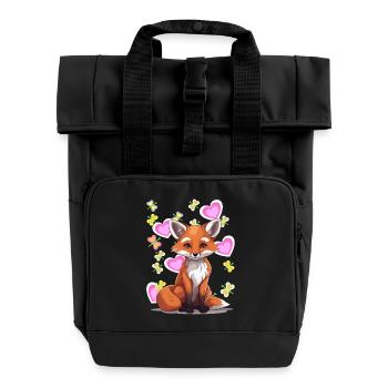 Renard Renards Enfant Enfants Coeur Rétro Années 80 - Sac à dos Roll Top à deux anses - noir - Devant