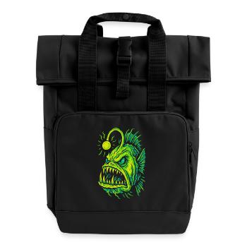 Glowing Deep Sea Frogfish Fury Style - Roll Top Backpack with Two Handles - black - Front