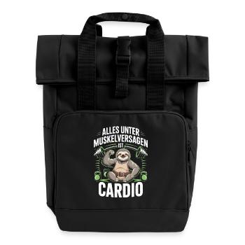 Funny Gym Sloth Design - Roll Top Backpack with Two Handles - black - Front
