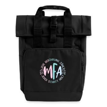 MFA Jede Berührung Zählt Medizinische - Rolltop Rucksack mit zwei Griffen - Schwarz - Vorne