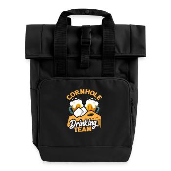 Cornhole Trinkteam Spaß Für Cornhole Spieler - Rolltop Rucksack mit zwei Griffen - Schwarz - Vorne