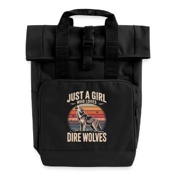 Just a girl who loves dire wolves - Rolltop Rucksack mit zwei Griffen - Schwarz - Vorne