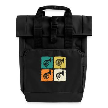 Hornist Waldhorn - Rolltop Rucksack mit zwei Griffen - Schwarz - Vorne