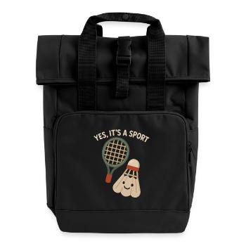 Yes, it's a sport – badminton - Roll Top Backpack with Two Handles - black - Front